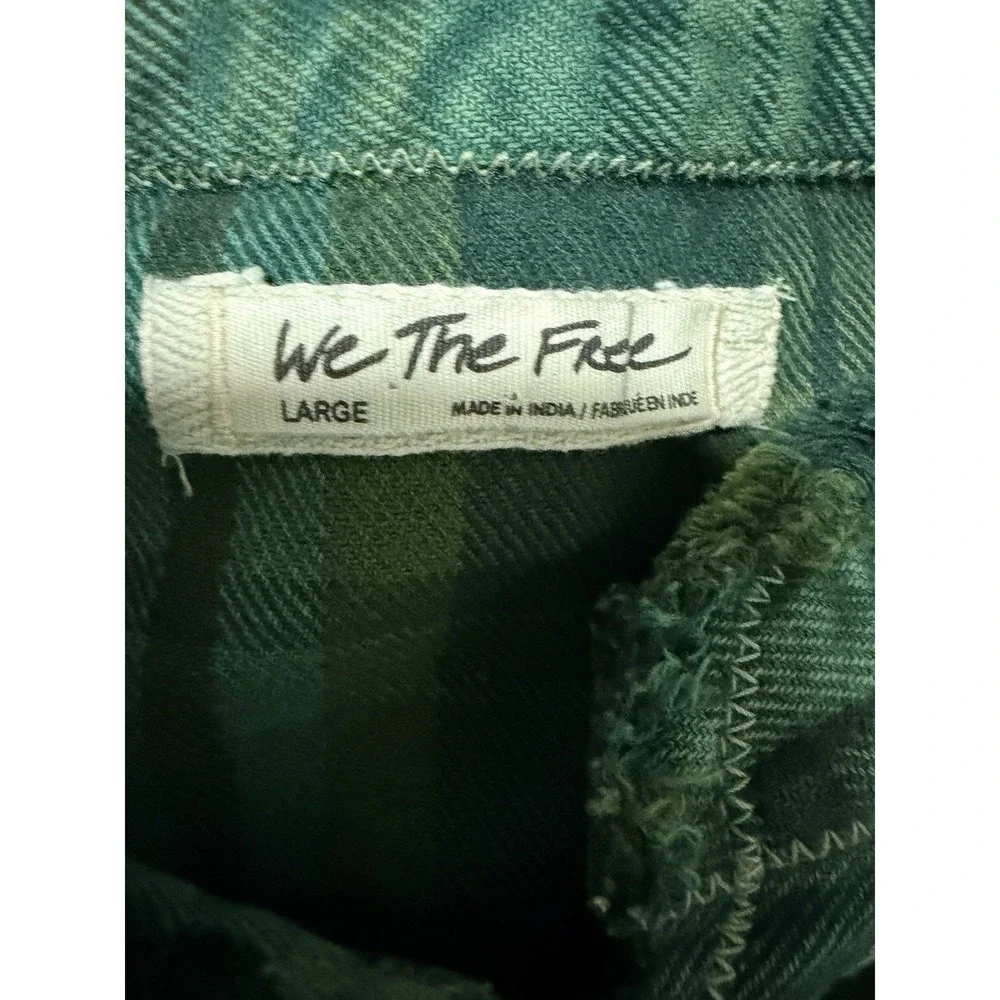 Free People‎ We The Free Summer Daydream Plaid Button Down Green Balsam Size L